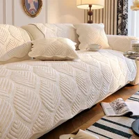 1PC Soft Velvet Sofa Cover for Living Room Winter Warm Leaves Sofa Towel Non-Slip Universal L Shaped Couch Slipcover Protector 1