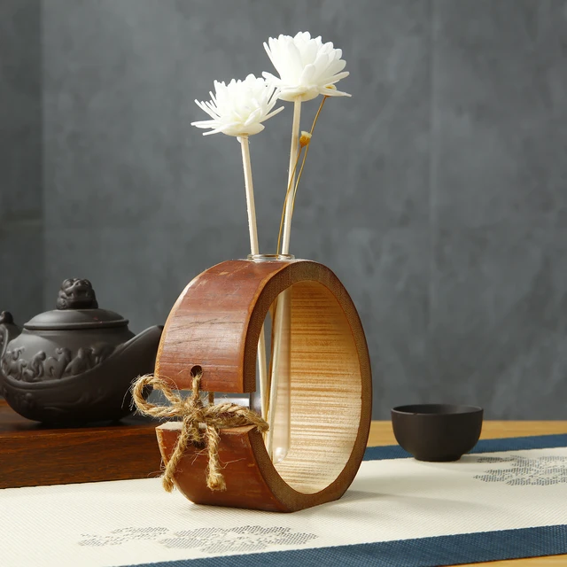 Bamboo Home Fragrance Diffuser Bottle Party Gifts Glass Container Reed Diffuser Essential Oil Bottle Flower Diffusers Sticks 4