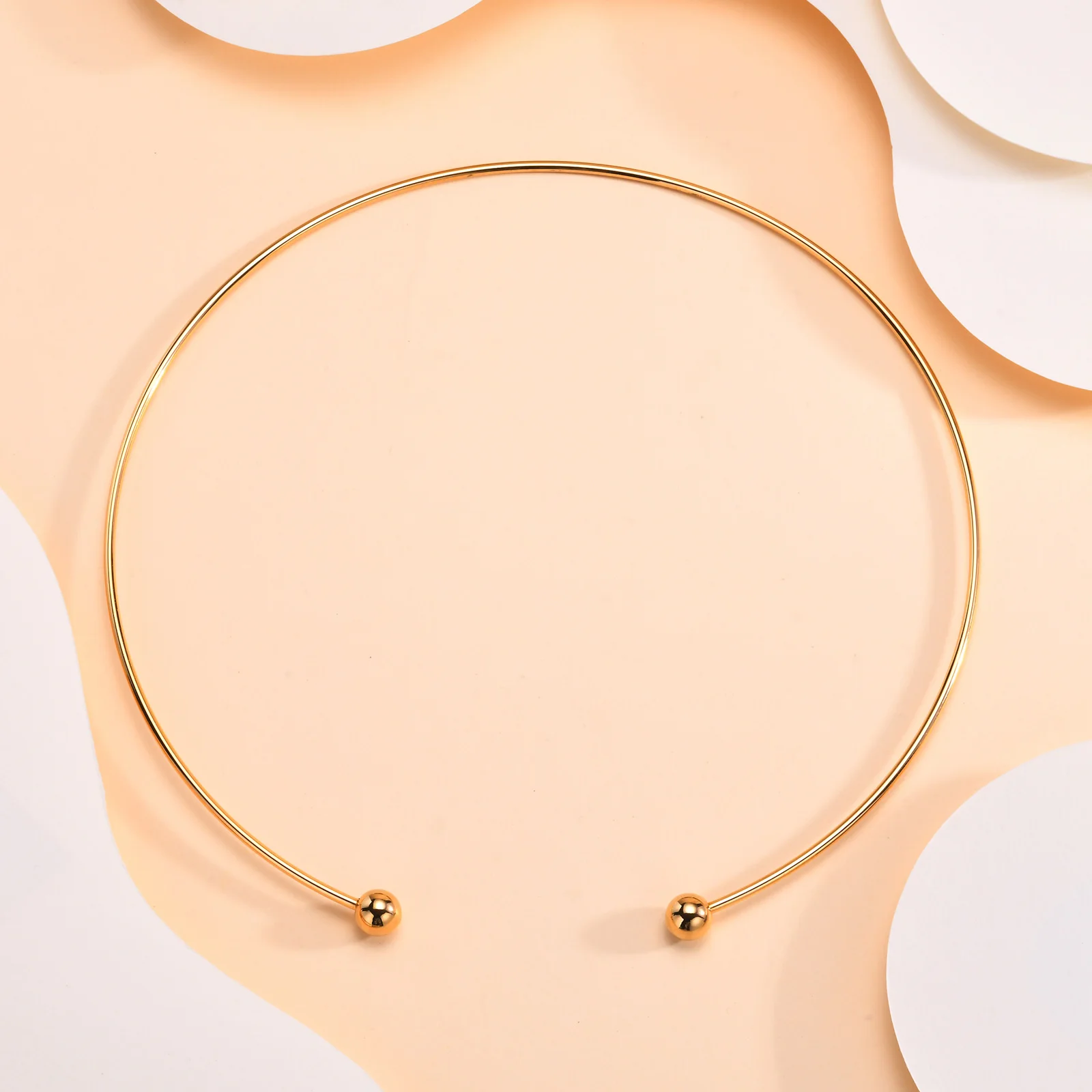 Choker Necklace 1 PC 2mm Stainless Steel Collar Choker Necklace Gold Color Round Open Collar Jewelry Simple Fashion For Men Women