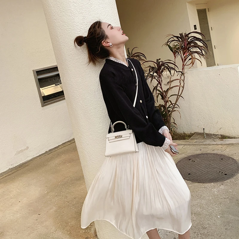 Spring French Style Maternity Belly Skirts High Waist Fashion Pregnant Woman Pleated Skirts Mid-calf Pregnancy Empire Skirt