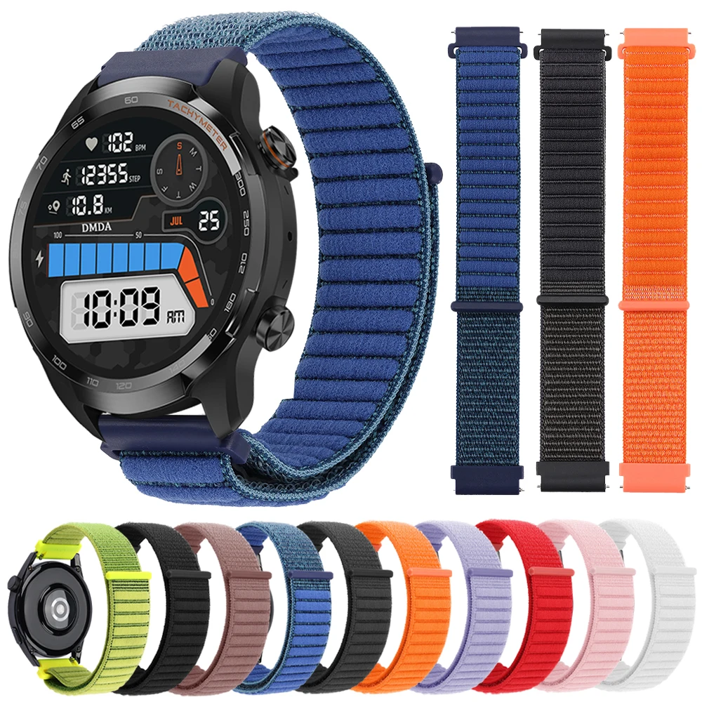 Nylon Loop Sports Watch Band Bracelet, Adjustable 20mm/22mm Strap