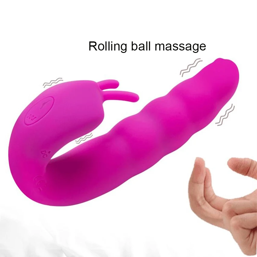 Ribbed Dual Rechargeable Stimulator Vibrator With Rolling Ball G Spot Massage Sex Tool For_voghion.com