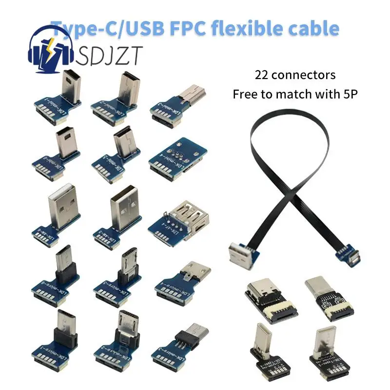 

USB3.1 TypeC male/Female Connectors USB Male Plug Electric Terminals Welding DIY Data Cable Support PCB Board Flexible Cable