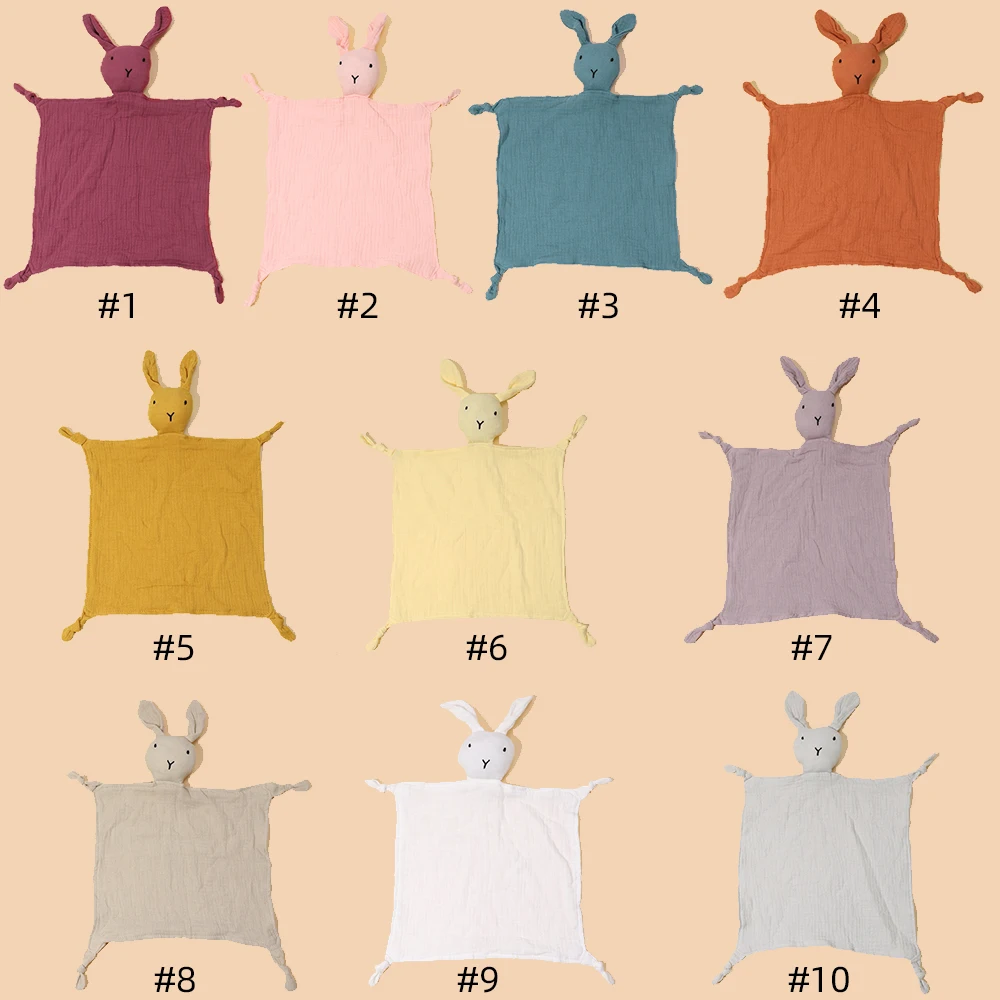 Bunny Lovey Blanket for Boys and Girls, Organic Cotton Muslin Security Blanket for Babies, Soft Breathable Lovie Soothing Towel images - 6