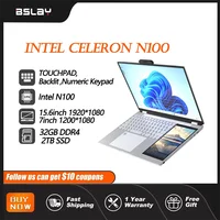 Dual Screen 15.6+7inch Laptop Intel N100 32GB RAM 2TB SSD DDR4 Win11 Fingerprint Unlock HD Camera Backlit Keypad Notebook 1