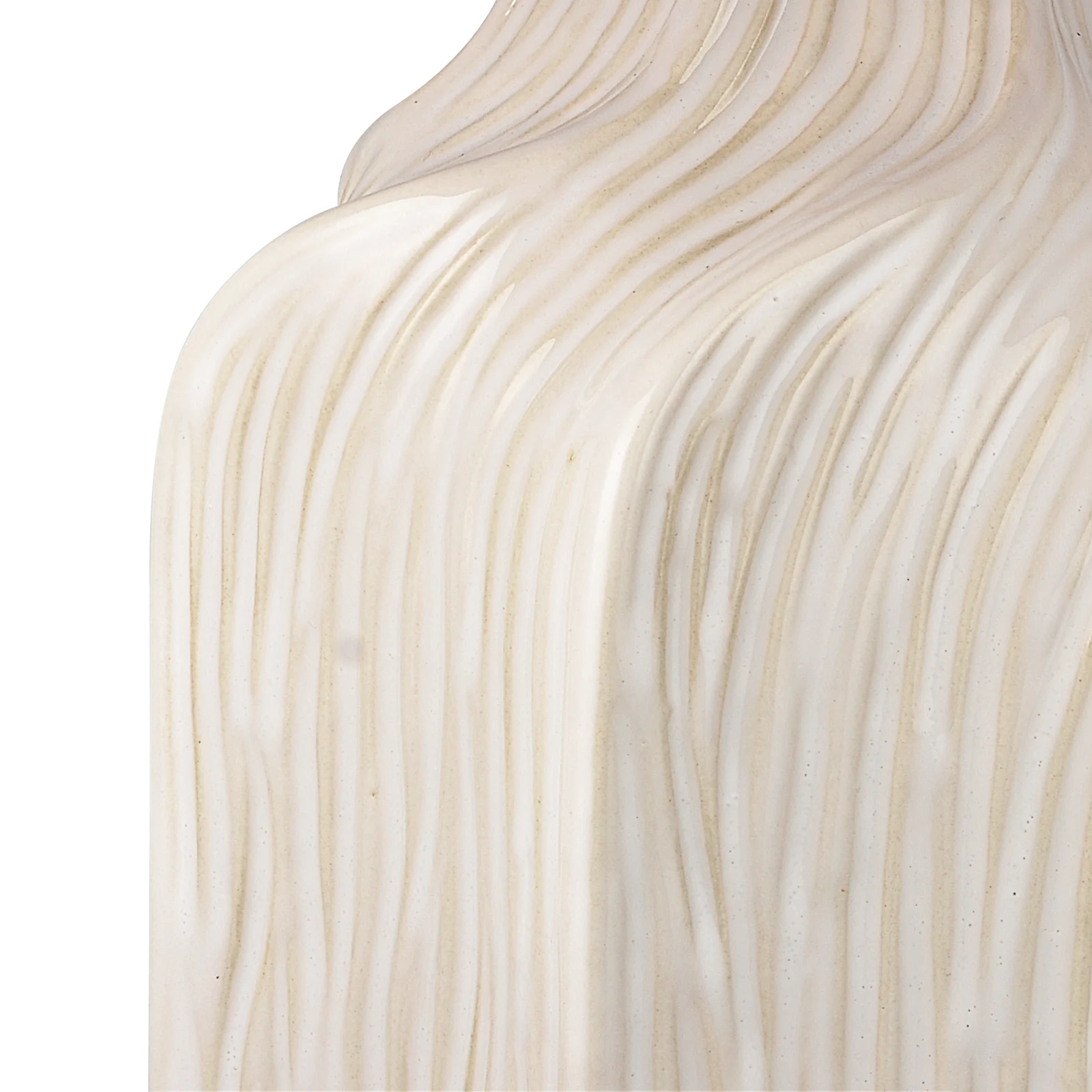 21 Inch Etched Ceramic Table Lamp With Shade, Gloss White Glaze Handcrafted Accent Lamps For Living Room, Bedroom 4