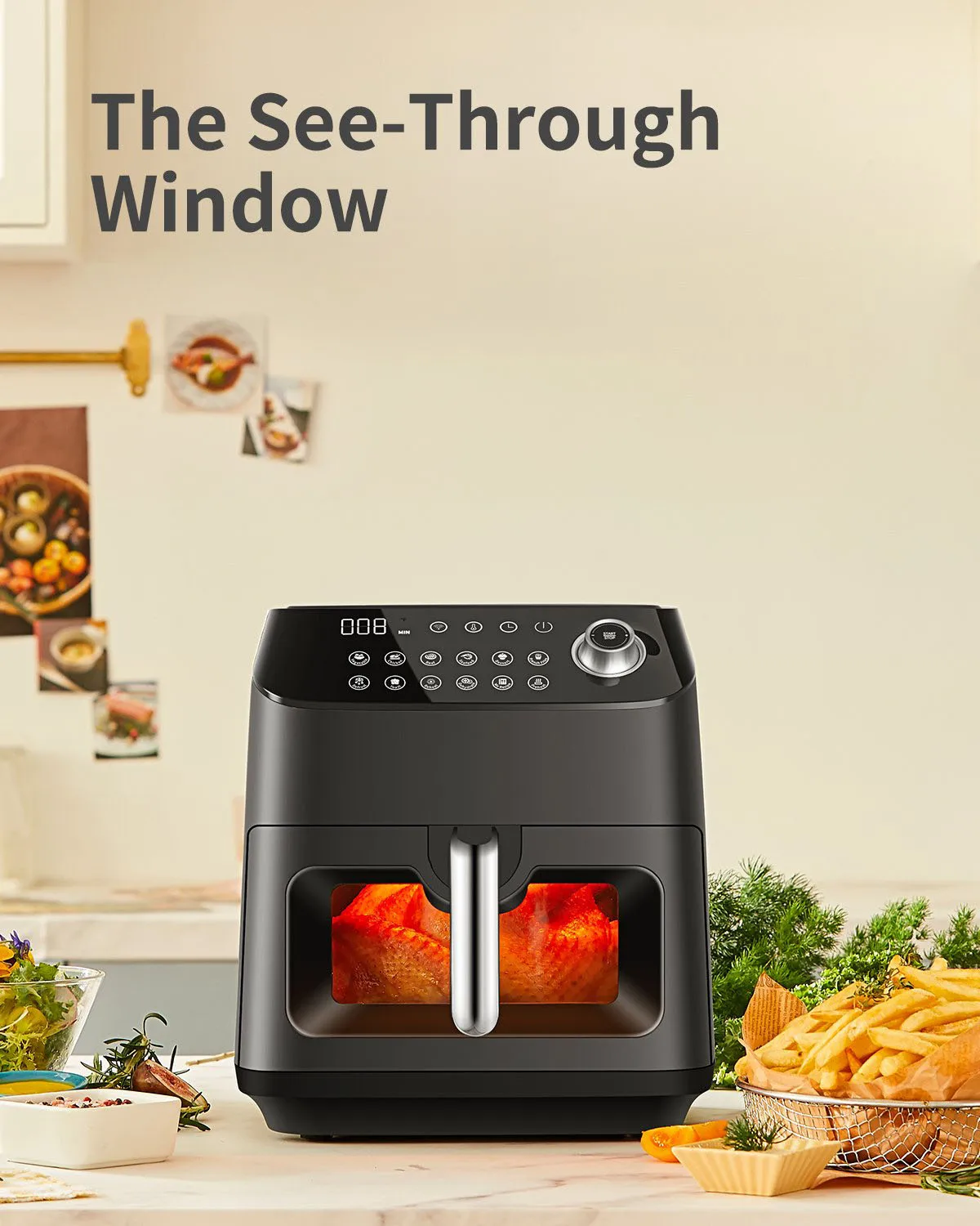Visible No Oil Air Fryers Digital Oven Machine Oil Free Chips Electric Hot Air Deep Fryers Without
