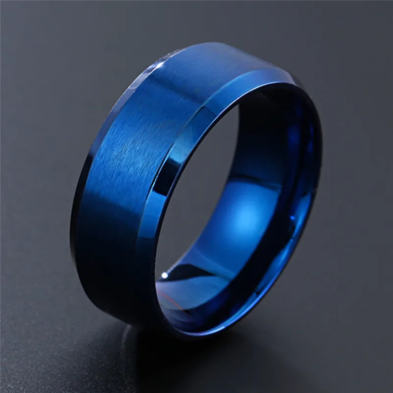 8mm Classic Ring Male Gold Silver Color Stainless Steel Jewelry Wedding Ring For Man