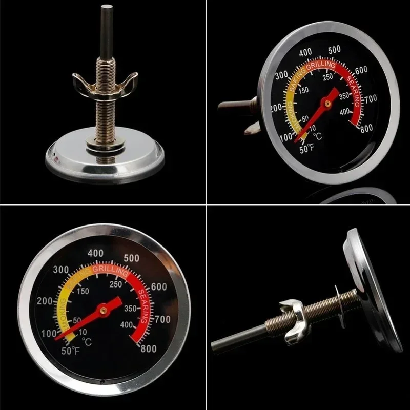 Kitchen Cooking Thermometer Stainless Steel BBQ Grill Thermometer for Oven BBQ Grill with Probe Heat Barbecue 52mm 10℃-400℃
