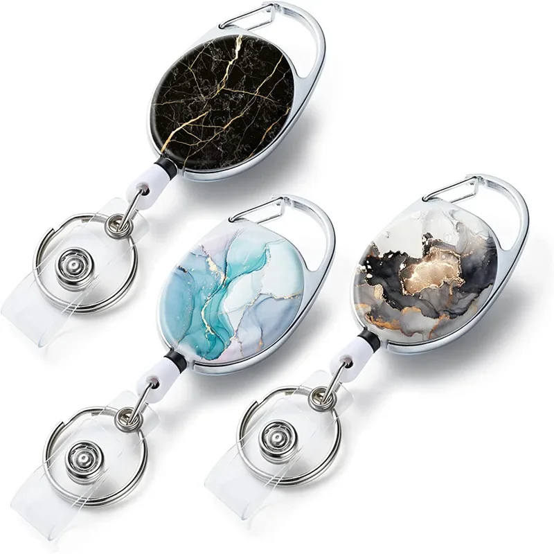 

Бейдж для рабочего удостоверения личности, держатель с мраморным рисунком для простых модных идентификационных карт, брелок для ключей, офисные принадлежности, 1 шт.