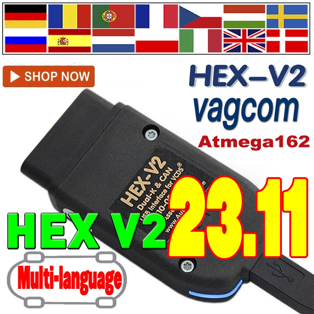 2024 Più Nuovo Vcds Vag Com 23.11 Vag Hex Popolare Vag Hex V2 Per Vw Per Audi Skoda Seat Vag Multilingue Upgradable Vagcom Tools