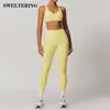 SWELTERING 2 Pieces Sportswear Women Yoga Set Gym Clothes Sportswear Yoga Suits Fitness Set Tracksuits Sports Bra Gym Leggings