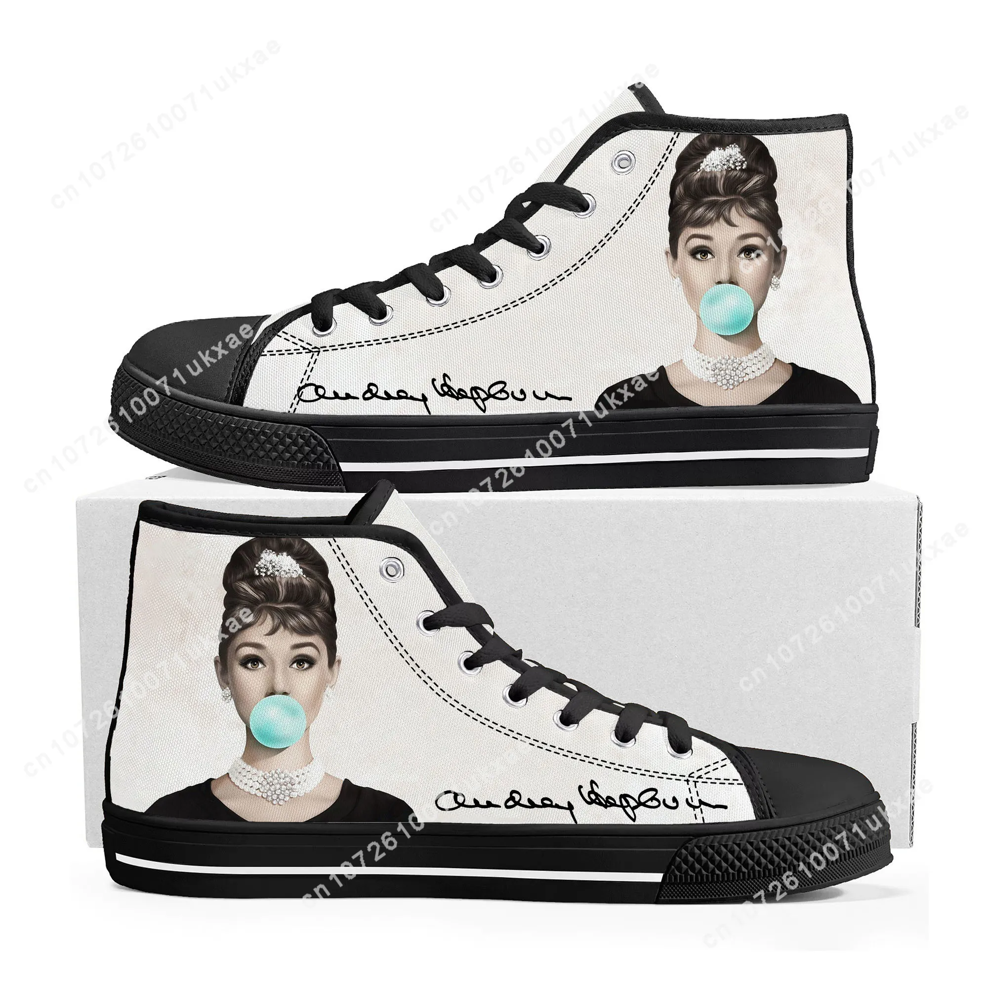 

Audrey Hepburn High Top High Quality Sneakers Mens Womens Teenager Canvas Sneaker Casual Custom Made Shoes Customize DIY Shoe