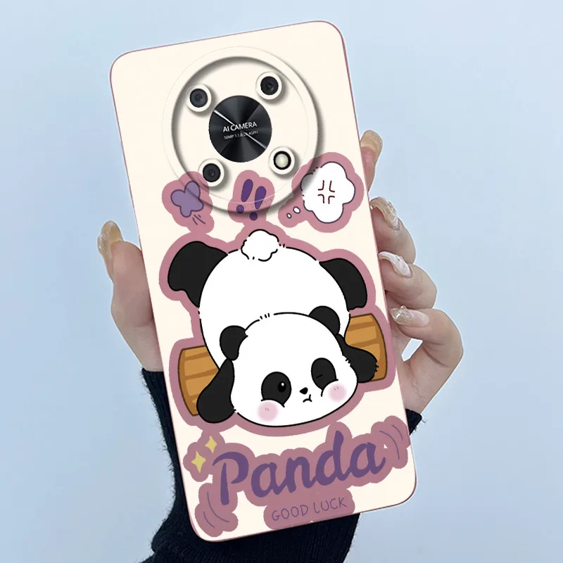 Matte Soft TPU Phone Cover with Cute Panda and Cat Design