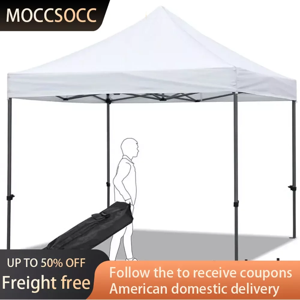 

Adjustable 10' X 10' Commercial Pop-up Canopy With Wheeled Carry Bag Camping White Freight Free Waterproof Outdoor Awnings Shade