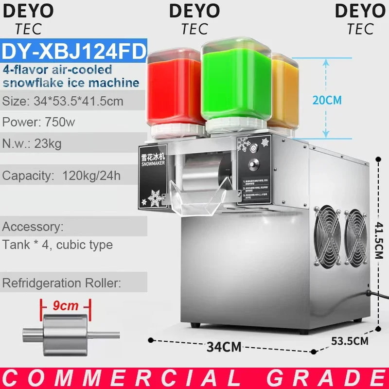 Deyotec 3 Seconds Output Snow Ice Machine 4 Flavors Ice Block Dessert Snow Snowflake Making Machine Korean Bingsu