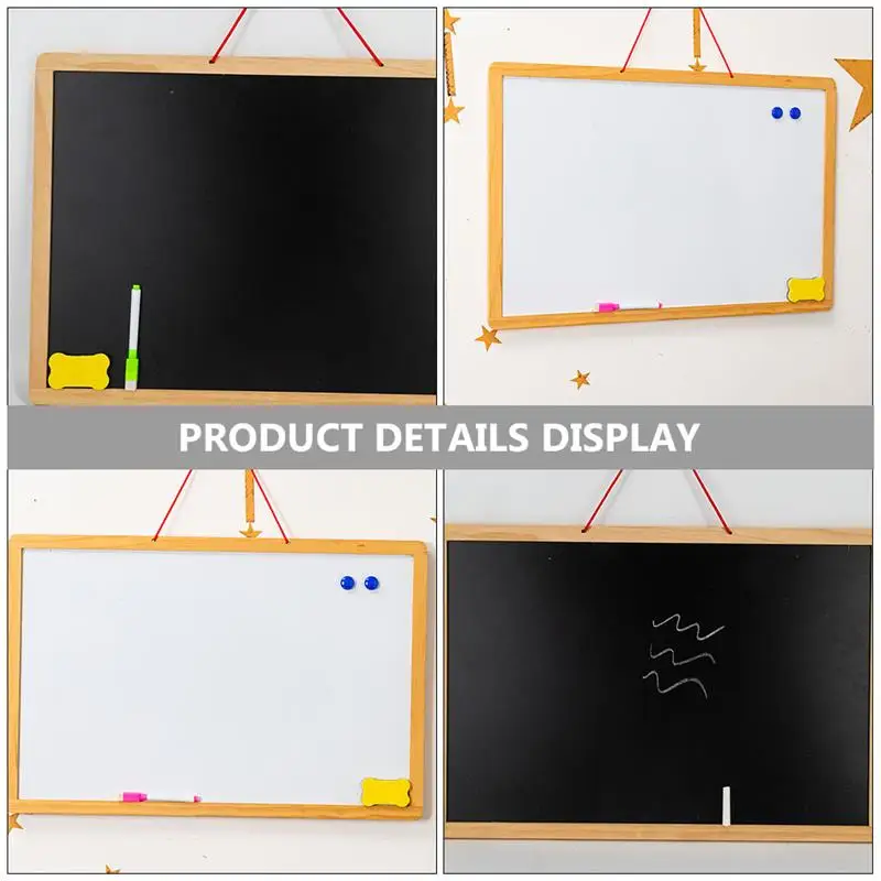 Double Sided Black White Magnetic Board Wooden Chalkboard Hanging Blackboard Small Chalkboard Presentation Supplies Office