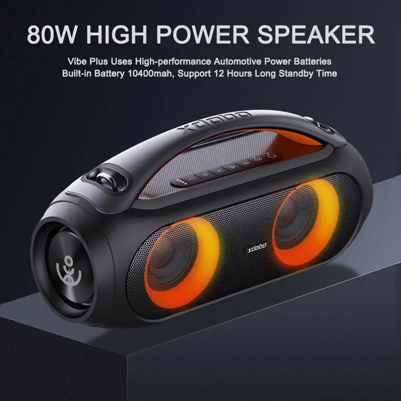 XDobo Vibe Plus 80W high power portable bluetooth speaker subwoofer supports TWS outdoor RGB lights