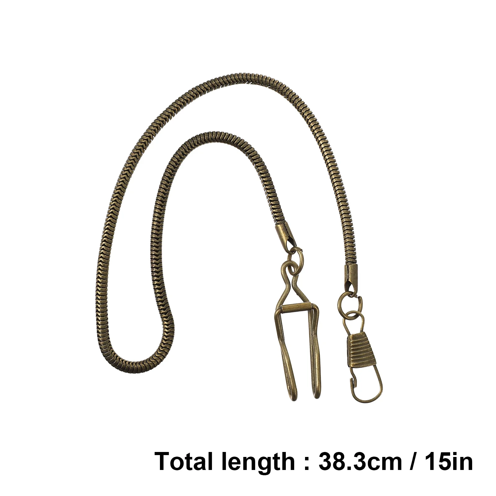 1개 37cm 청동 스네이크 체인 포켓 워치용 빈티지 메탈 버클 지갑 열쇠고리 청바지 벨트 걸이 액세서리 합금 레트로