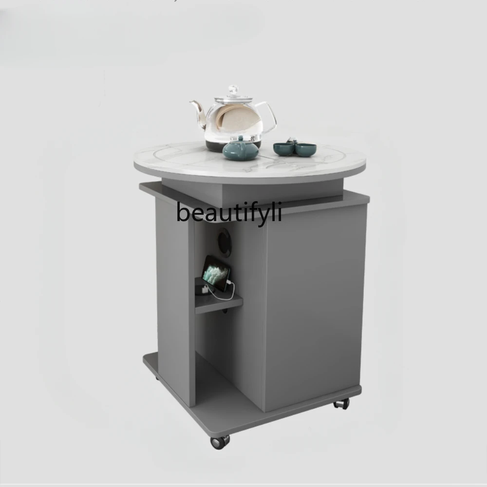 

Balcony Small Tea Table Movable Tea Table Nordic Simple Stone Plate Automatic Multifunctional Tea Cart