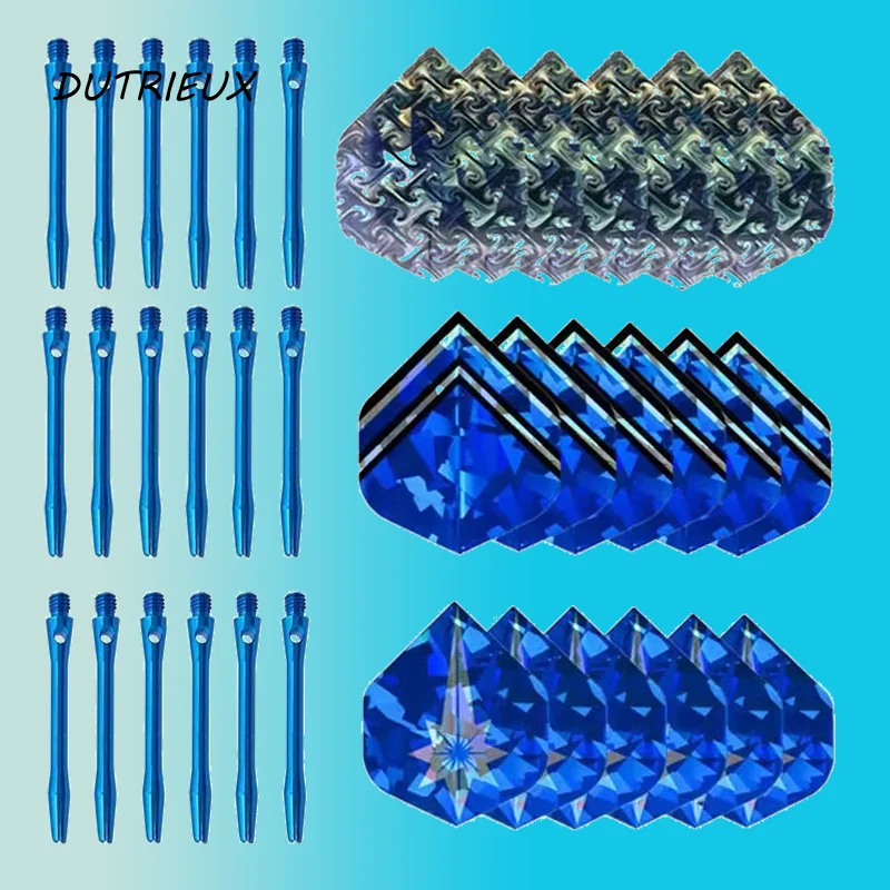 

45mm Aluminum Dart Shafts and Blue Dart Tail Accessories Set 3D Laser Exquisite Dart Leaf