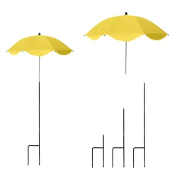 Adjustable Plant Umbrella with Stake - Sunshade for Outdoor Potted Plants and Flower Beds (Yellow  A)