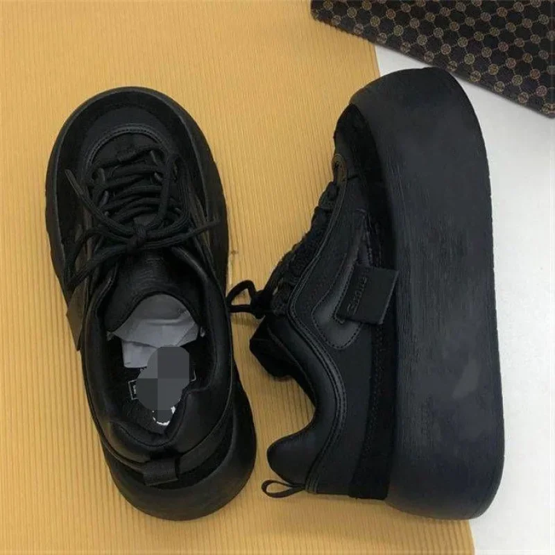 여성용 겨울 청키 스니커즈, 따뜻한 캐주얼 가황 신발, 하이 플랫폼 부츠, 레이스업 로우탑 스니커즈, 패션 2025