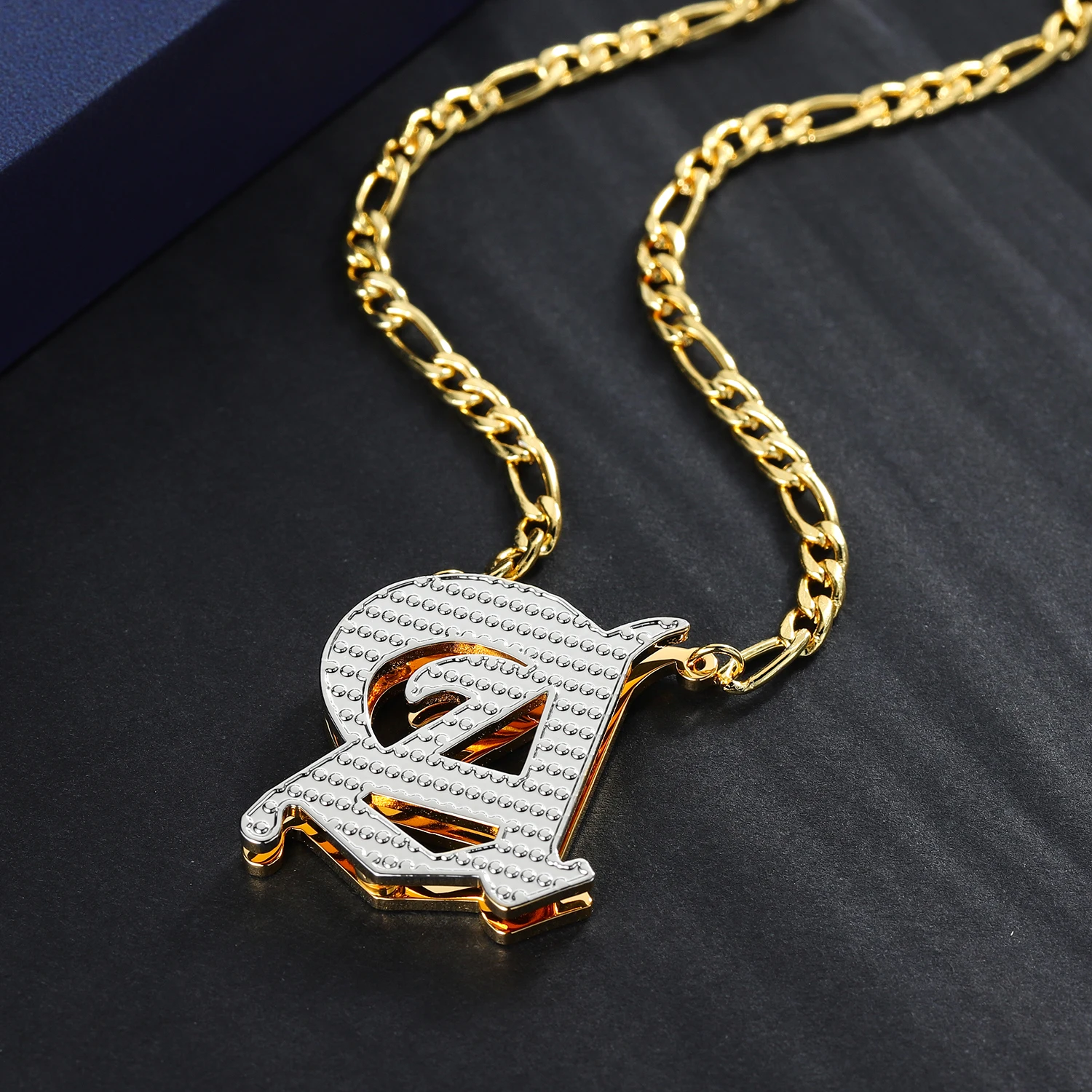 Custom Double Plated Gothic initial Letter Necklace Personalized Custom Stainless Steel Letter Pendant For Women Jewelry Gifts
