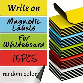 15 etichette magnetiche colorate, lavagna bianca scrivibile da 1,2x3,2 pollici - impermeabili per frigorifero, ufficio, armadietti e scaffali