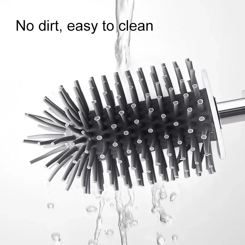 TPR Silicone Head Toilet Brush Nordic Wall-Mounted Or Floor-Standing Toilet Brush Holder Cleaning Bathroom Accessories