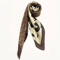 1pcs 70cm Cow Pattern Printed Silk Scarf for Women Imitation Silk Trendy and Versatile Headwear Clothing and Square Scarf 2