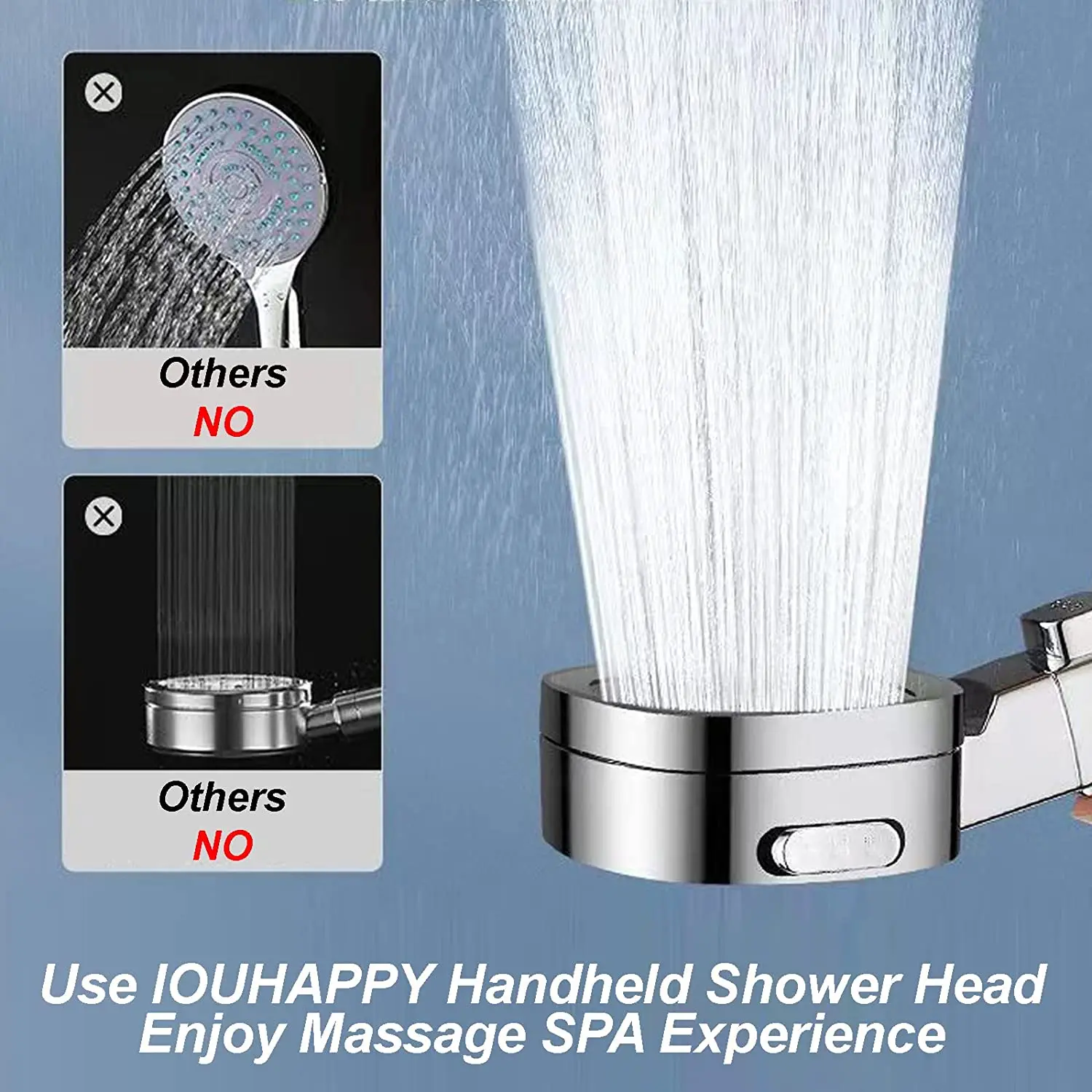 New 4 Mode High Pressure Shower Head With Stop Button Filter Water Sprayer Adjustable Shower Nozzle Spa Shower Head for Bathroom 2