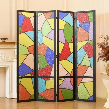 4 Panel Frosted Acrylic Privacy Screen – Freestanding Modern Room Divider 1