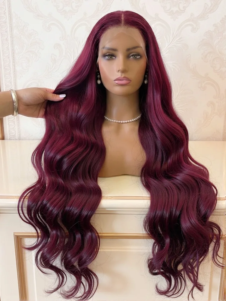 250 Density Human Hair 99J Burgundy 13x6 Lace Frontal Wigs 30 40 Inch Body Wave 13x4 HD Lace Front Wig Red Loose Water Brazilian