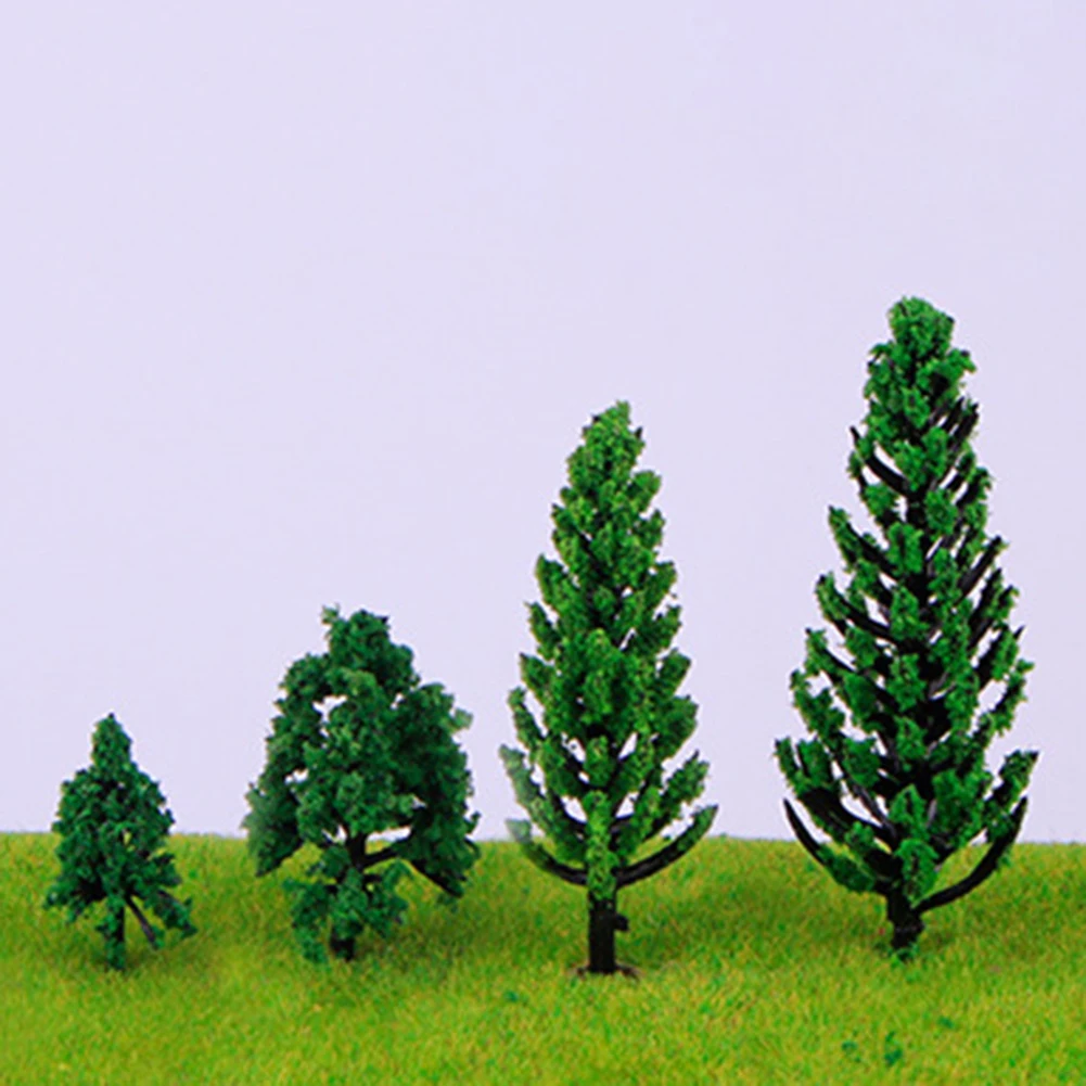 50 Stücke Kunststoff Modell Zug Miniatur Baum Landschaft DIY Outdoor Landschaft Eisenbahn Gebäude Landschaft Sand Tisch Modelle Dekoration – Detail 5