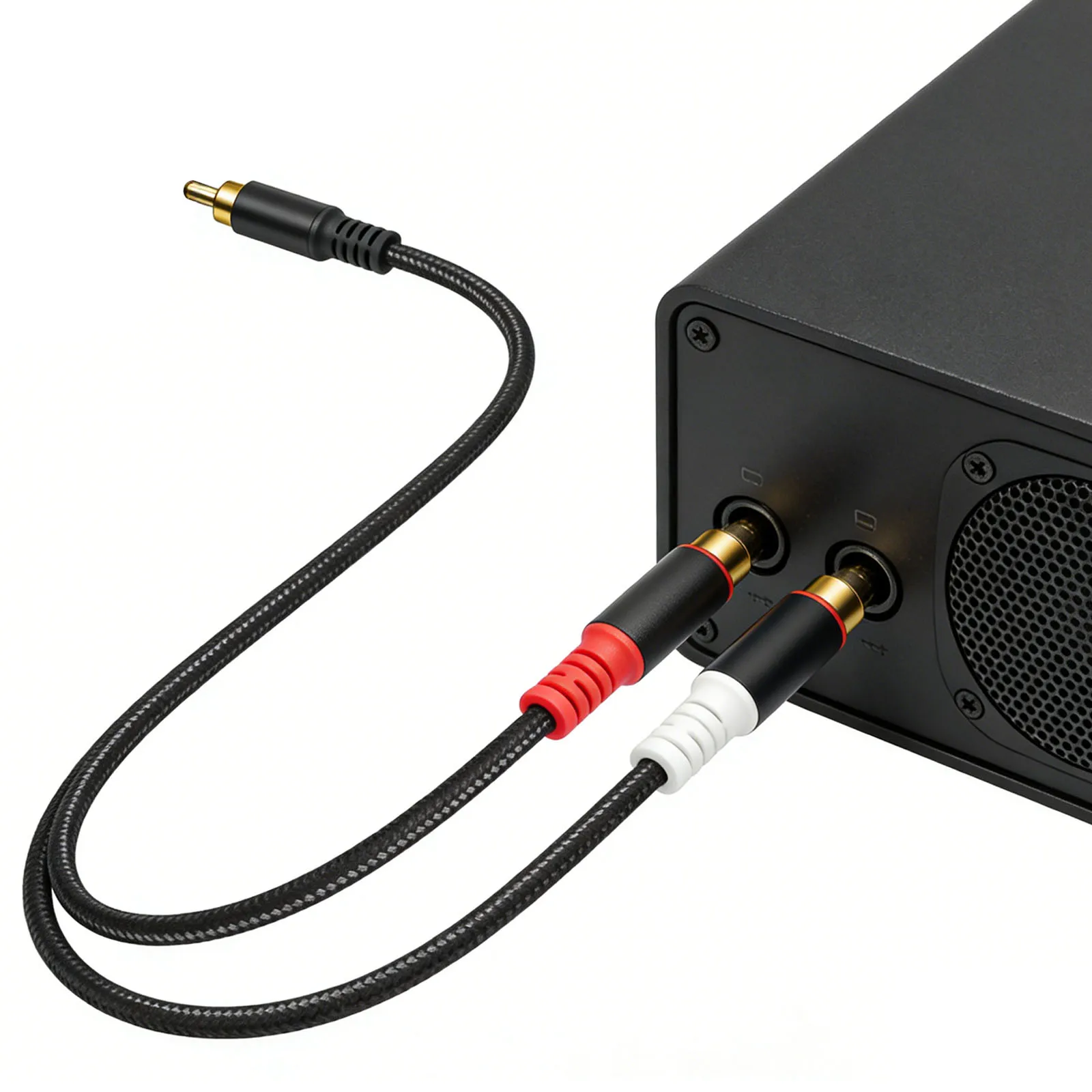 RCA 케이블 24CM RCA-Aux 케이블 3.5mm 남성-2RCA 여성 어댑터 (헤드폰, MP3, 태블릿, 스피커 H용)