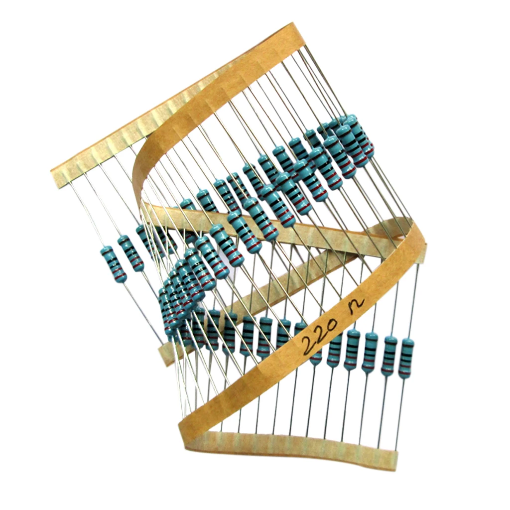 50pcs Film Resistors 220ohm 1W Metal Film Resistance 5 Color Ring