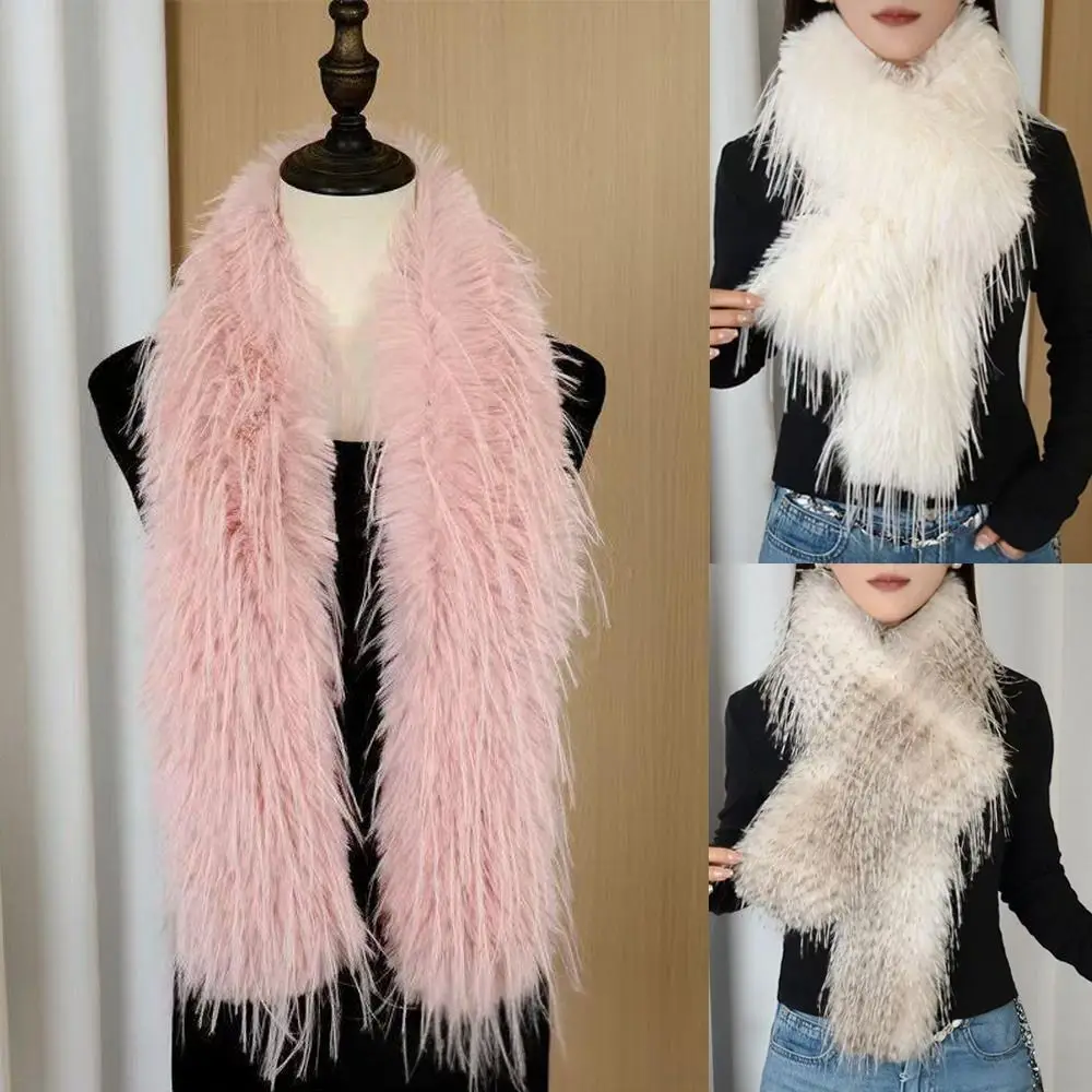Thick Fluffy Plush Imitation Mink Fur Scarf for Women