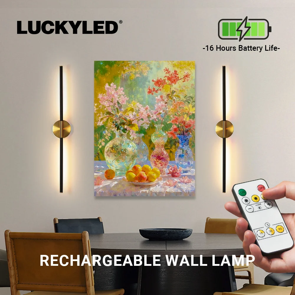 LUCKYLED Rechargeable 50/80cm Indoor Wall Lamp Gold Color Temperature Adjustable Light For Home Decoration
