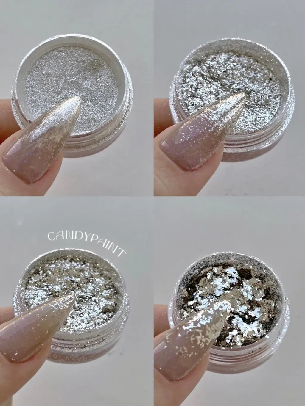 Silver Chrome Nail Powder Flake Mirror Effect Glitter Manicure Pigments 0.04oz/1g