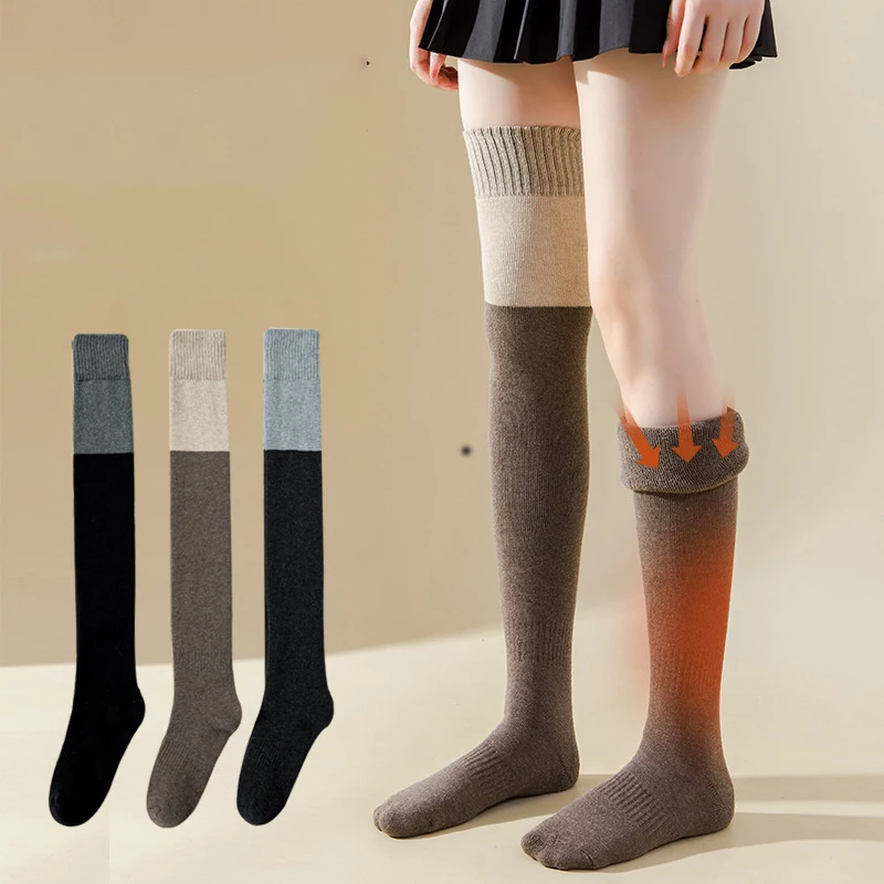 Women Over Knee Socks Thermal Warm Thigh High Long Socks Winter Lolita Jk Cosplay Sock Knee Pressure Thin Leg Long Stockings