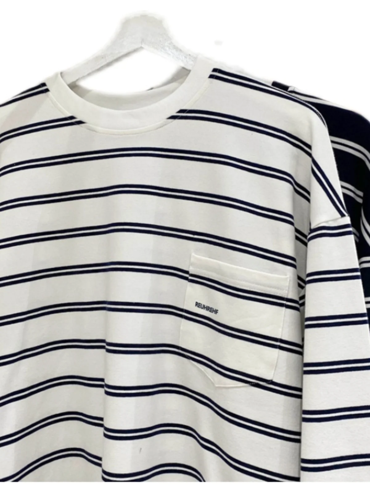 Men's Stripe Long Sve T-irt round Ne Sweatirt Pure Cotton Spring Autumn Trendy Brand Base Layer irt for Teens