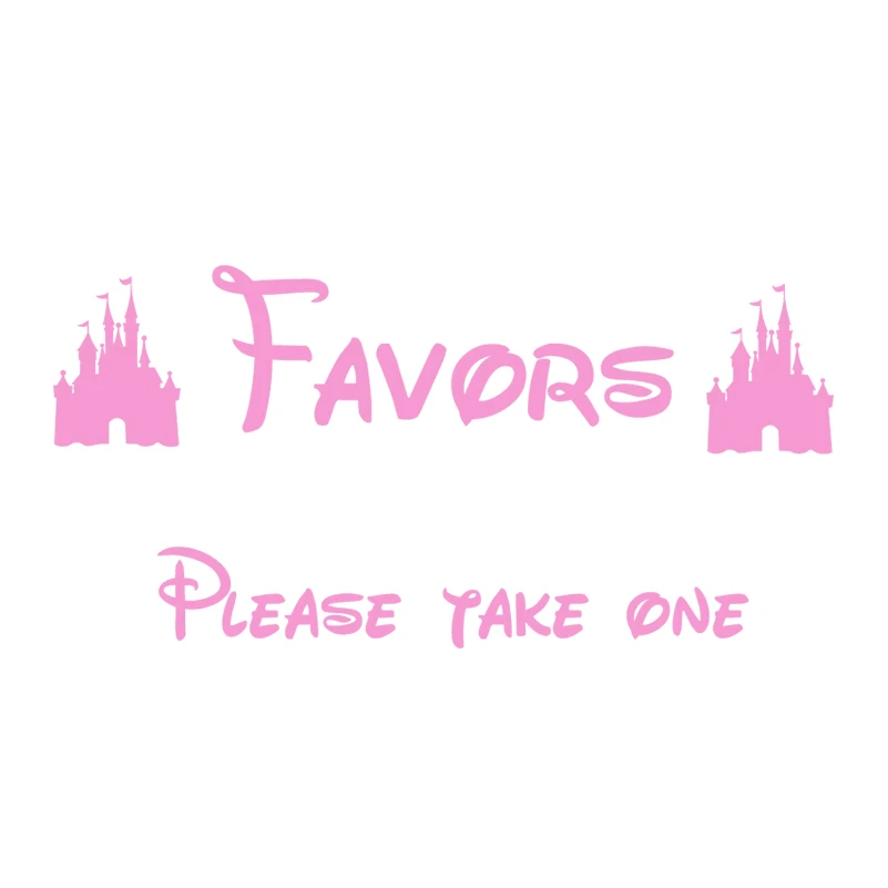 thumbnail image 1 of Pegatinas de vinilo con letreros de recuerdo de boda, calcomanías con frase "Por favor, tómese una", castillo de princesa, cuento de hadas de Disney, decoración para bodas y fiestas de cumpleaños, 1 of 5