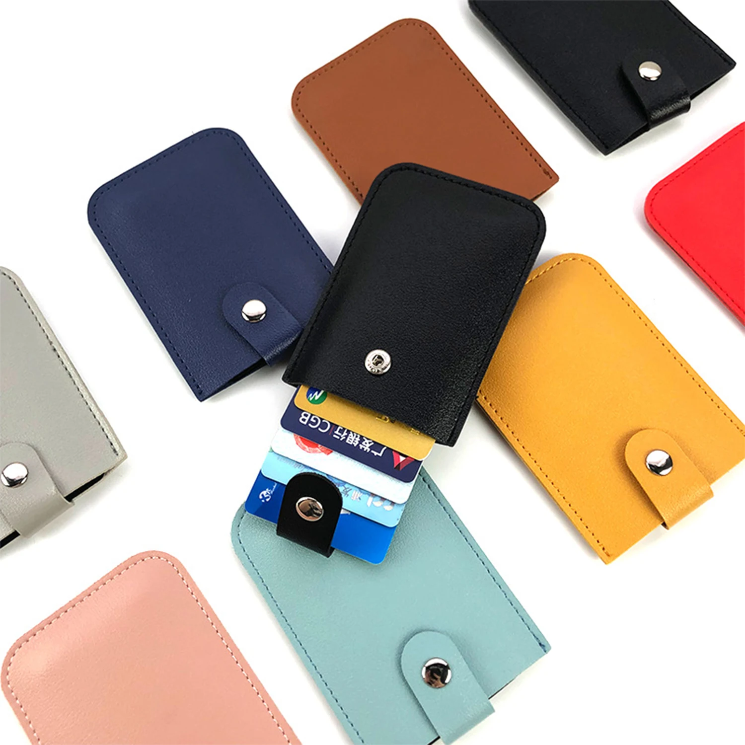 Karten tasche ausziehbares Design Leder karten hülle mit großer Kapazität kann 5 Karten Aufbewahrung beutel für Bankkarte ID-Karte VIP-Karten abdeckung halten – Detail 6