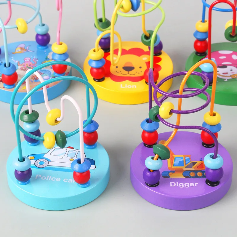 Baby Wooden Toys 6 12 month Bead Maze Roller Coaster Kid Montessori Early Educational Counting Learning Circle Toys for Children 2