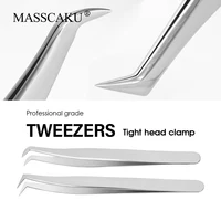 1 Pcs 45 Degree Individual High Precision Anti-Static Lashes Tweezers Silver Gray Stainless Steel Lash Makeup Tools Easy to Use 1