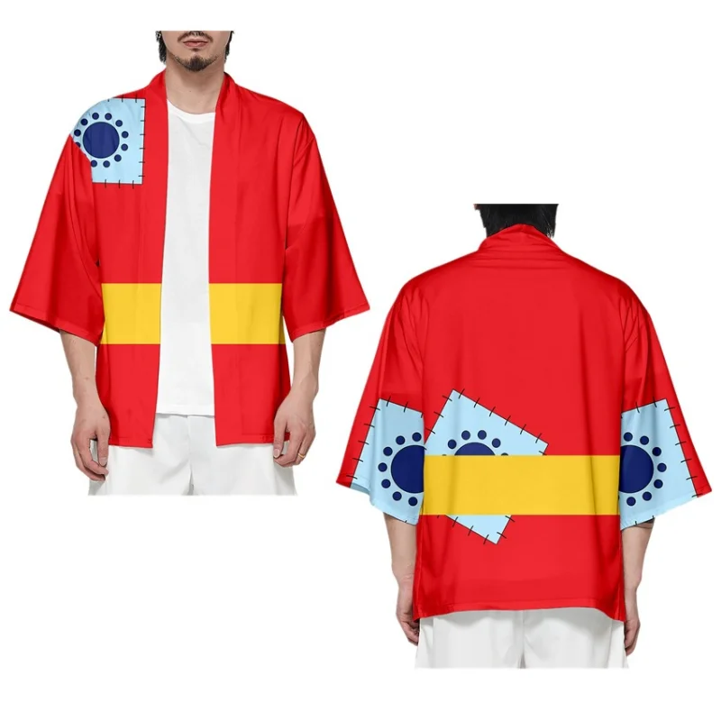 Adult Anime One Piece Cosplay Costume Kimono Portgas Monkey D Luffy Roronoa Zoro Cloak Cardigan Robe Print Casual Samurai Suit