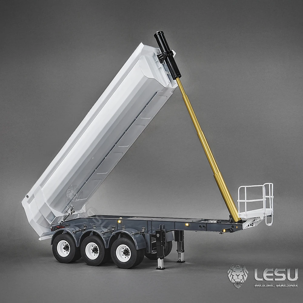 LESU 1/14 Tamiya Hydraulic Lifting Three-Axle U-Bucket Metal Semi-Trailer Dump Trailer 3