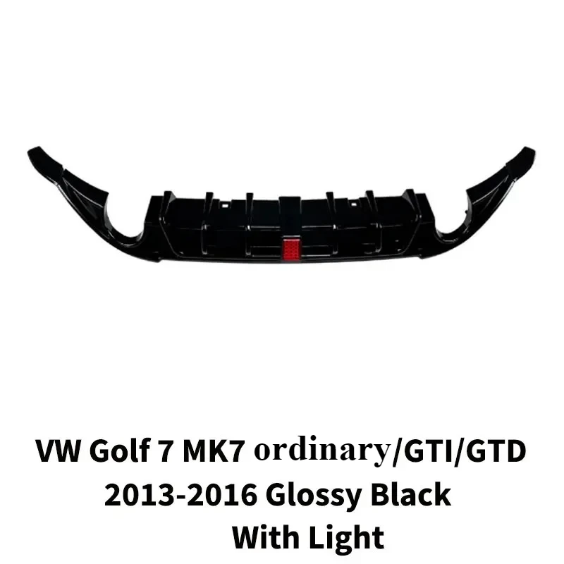 For VW Golf 7 MK7 ordinary/GTI/GTD 2013-2016 Car Rear Bumper Lip Diffuser Chin Tuning Spoiler with Lights Accessories Body Kits