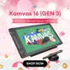 Huion Kamvas 16 (Gen 3) Graphics Tablet Monitor 16K Levels Pressure PenTech 4.0 Pen Drawing Display 15.8 Inch 2.5K QHD Screen 1